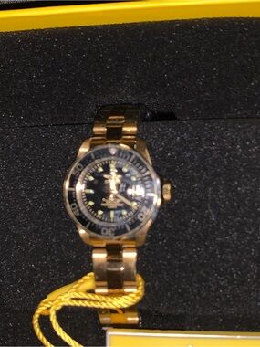 Invicta Gold-Tone Women's Bracelet Watch with Black Dial